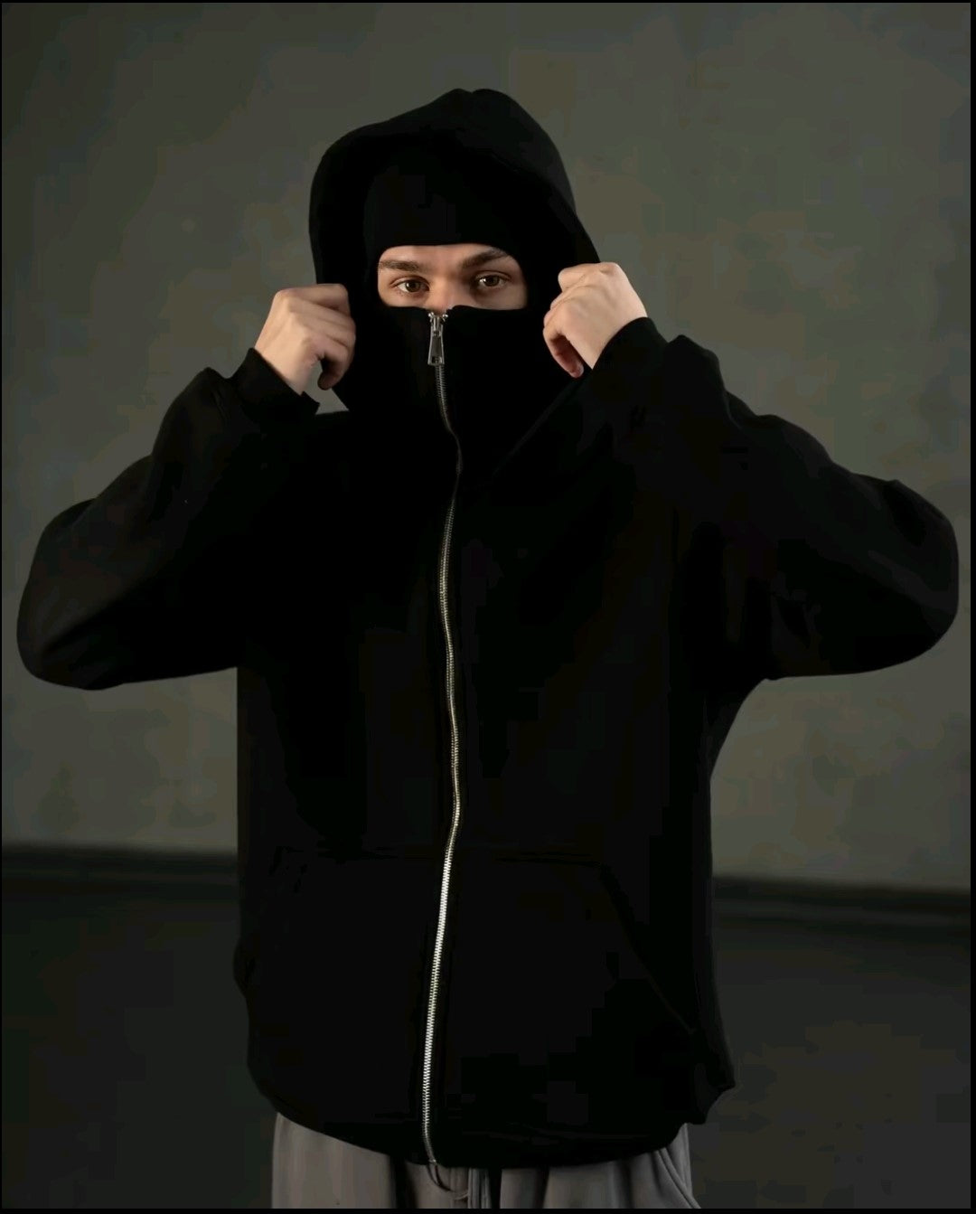 Men's Full Sleeves Zipper Hoodie with Mask