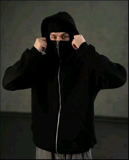 Men's Full Sleeves Zipper Hoodie with Mask